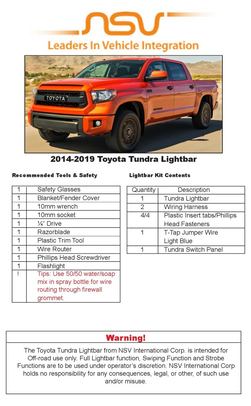 NSV International Toyota Tundra Lightbar manual NSV International Toyota Tundra Lightbar manual