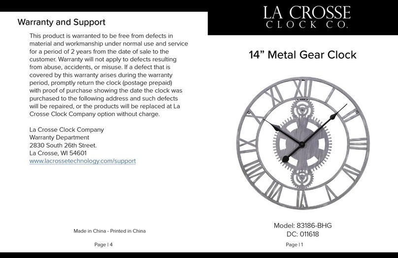LA CROSSE CLOCK 83186-BHG User manual