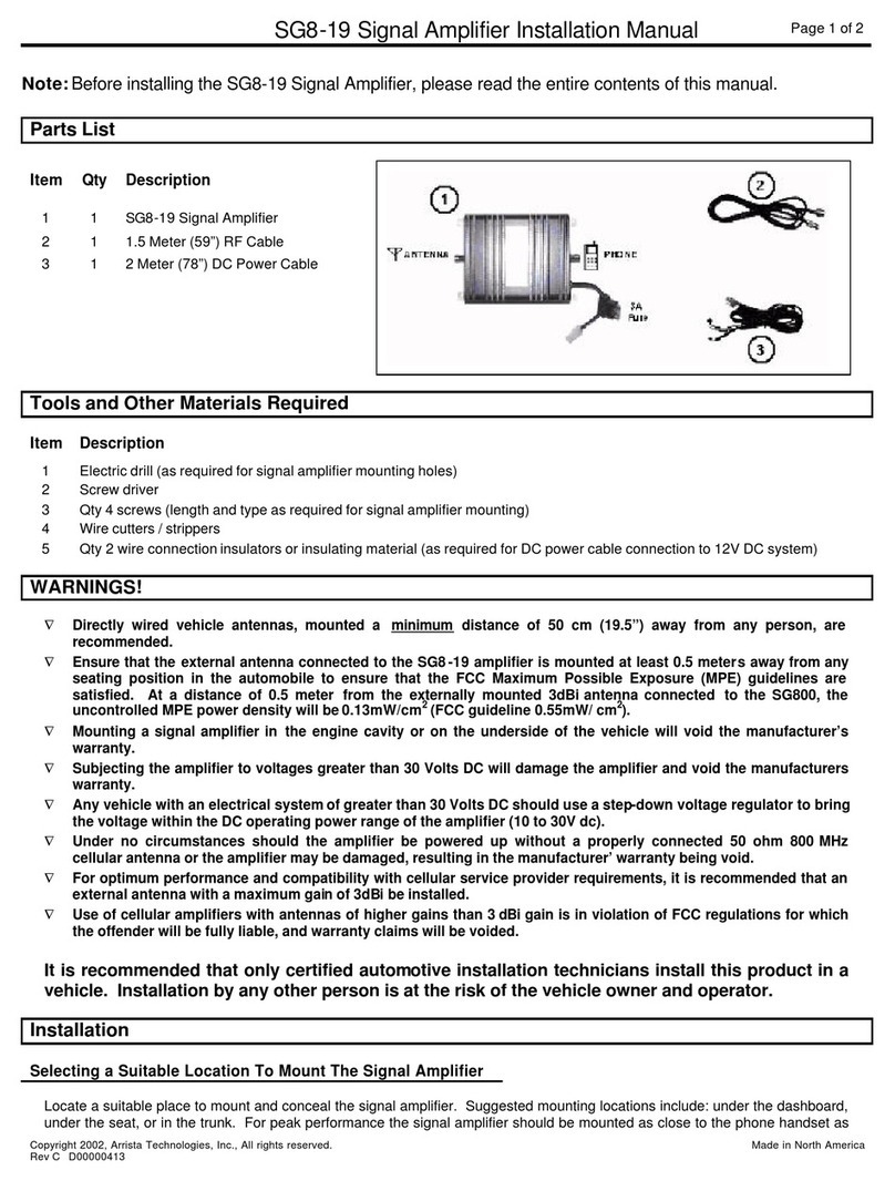 Arrista SG8-19 installation manual