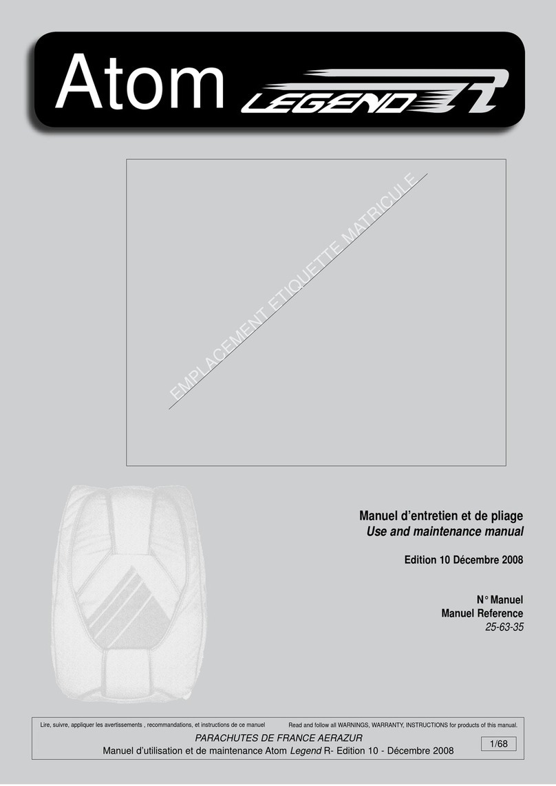 Parachutes de France Atom Legend R Use and maintenance manual Parachutes de France Atom Legend R Use and maintenance manual