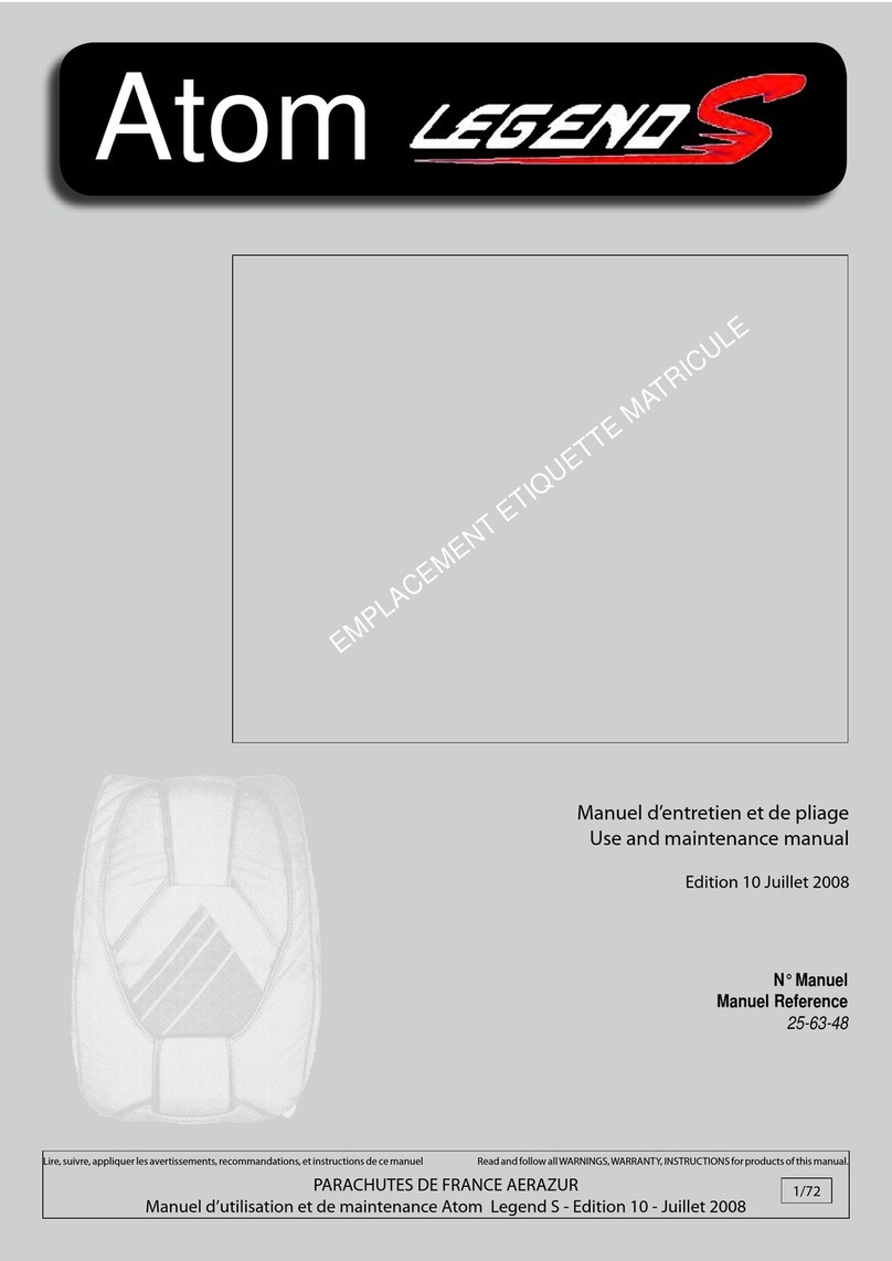 Parachutes de France ATOM Legend S Use and maintenance manual
