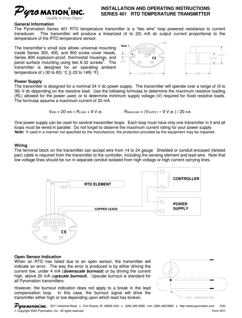 pyromation 401 Series User manual