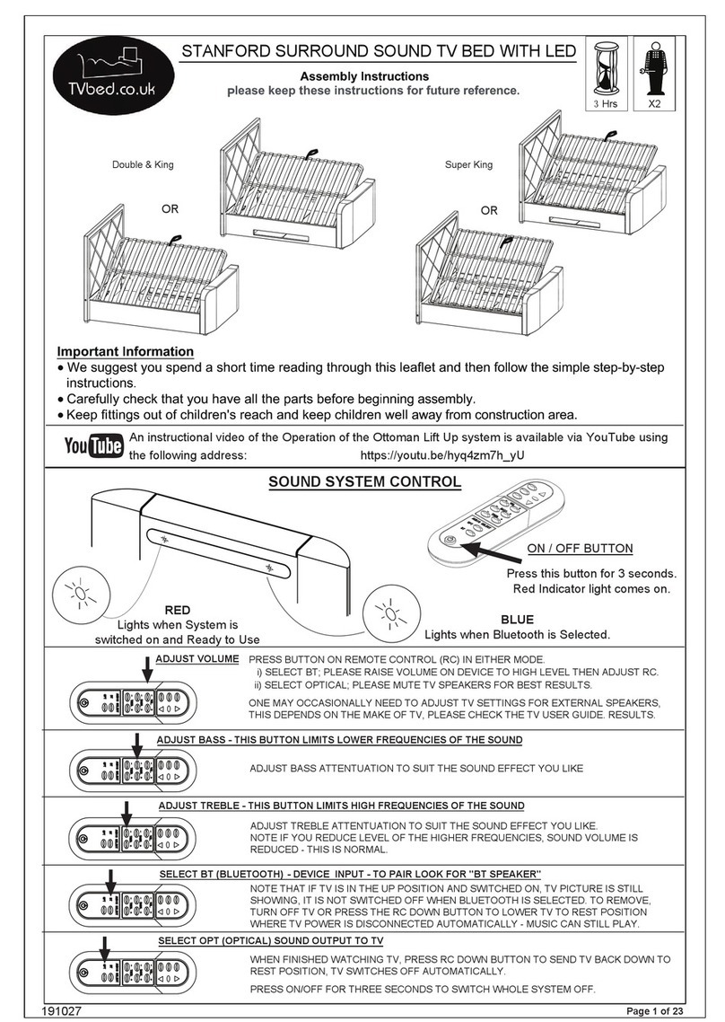 TVbed STANFORD SURROUND SOUND TV BED WITH LED Assembly instructions