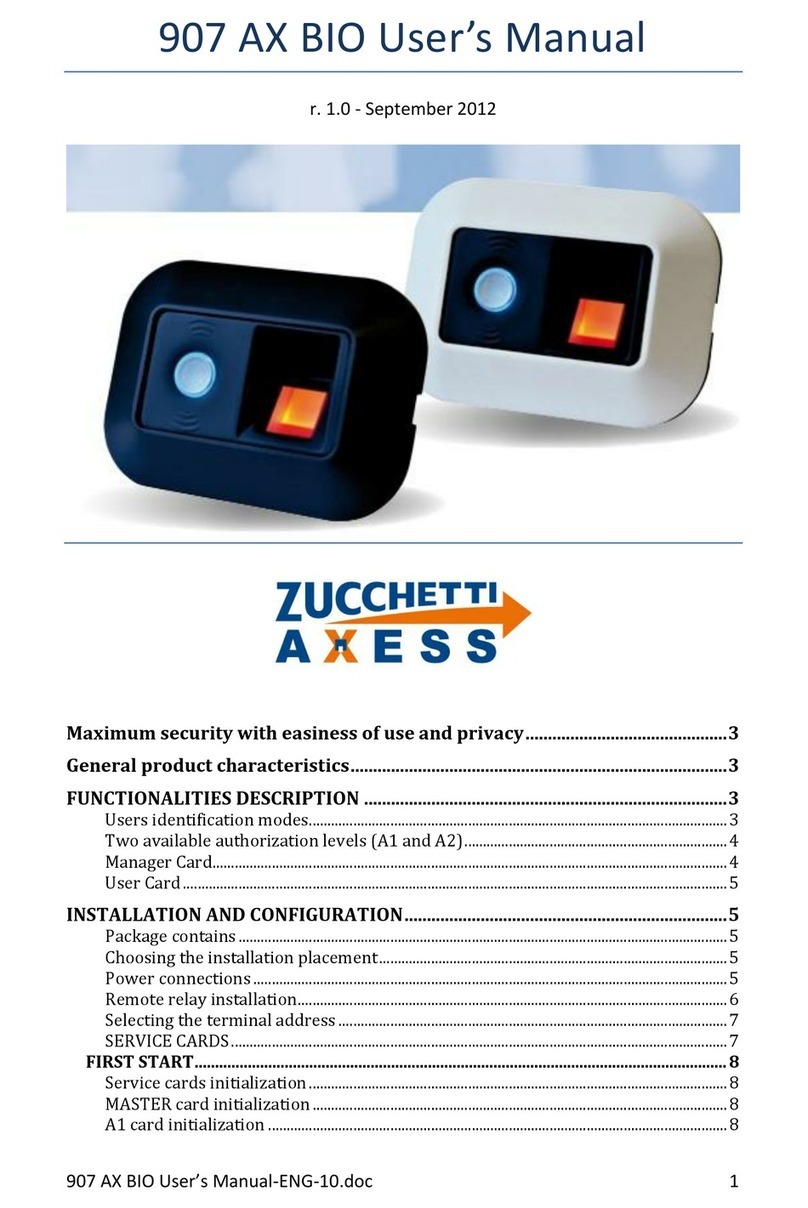 ZUCCHETTI AXESS 907 AX BIO user manual