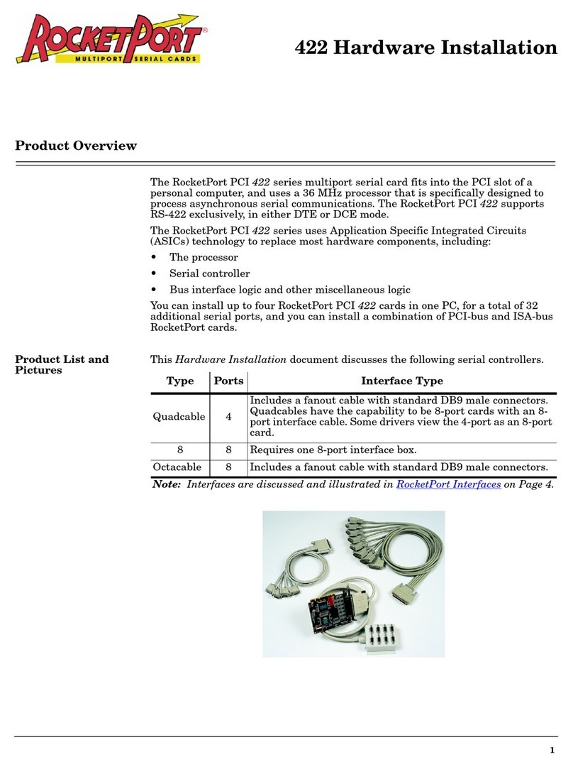 RocketPort 422 Series Hardware installation