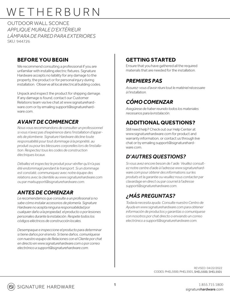 Signature Hardware Wetherburn 944726 User manual
