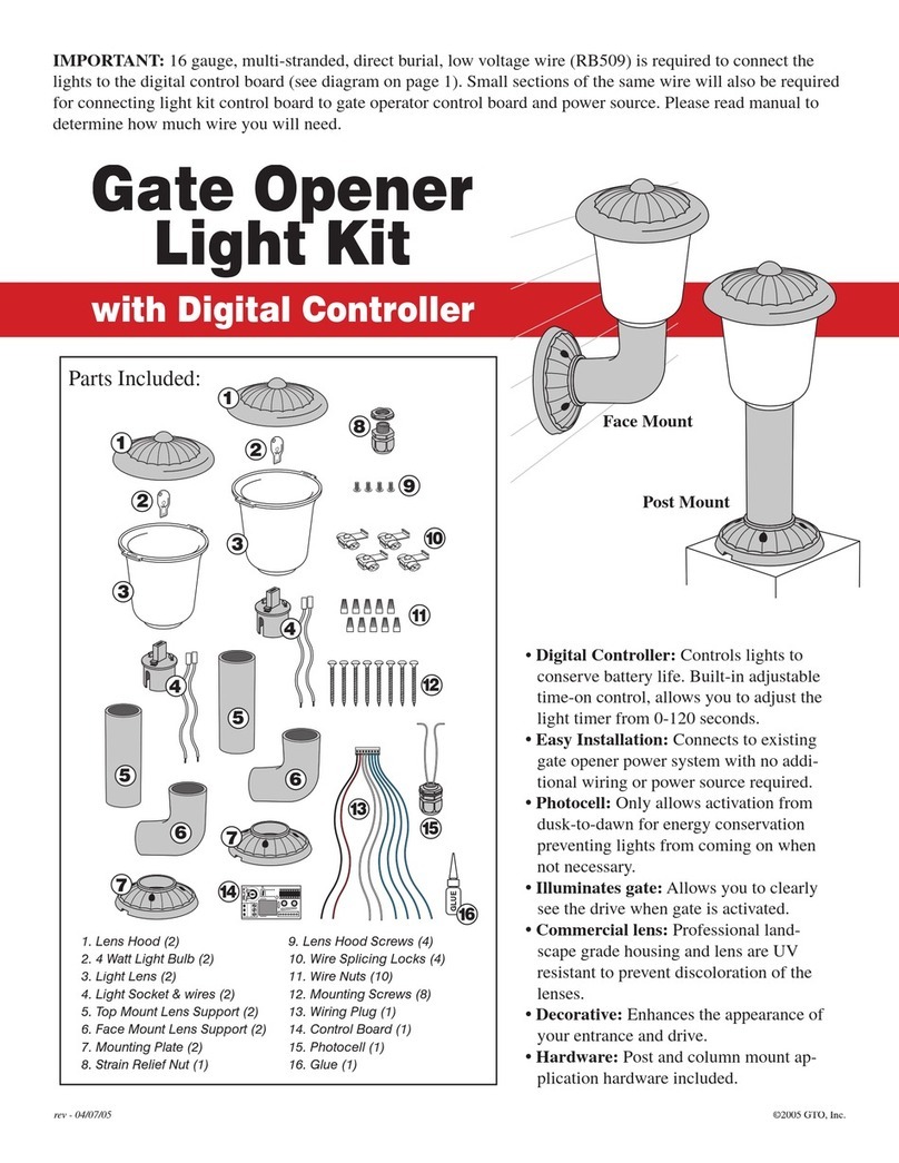 GTO Digital Controlled Gate Opener Light Kit manual
