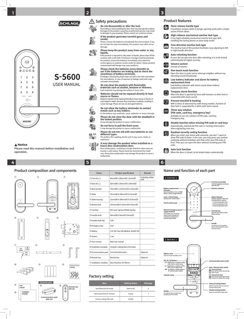 Schlage S-5600 user manual