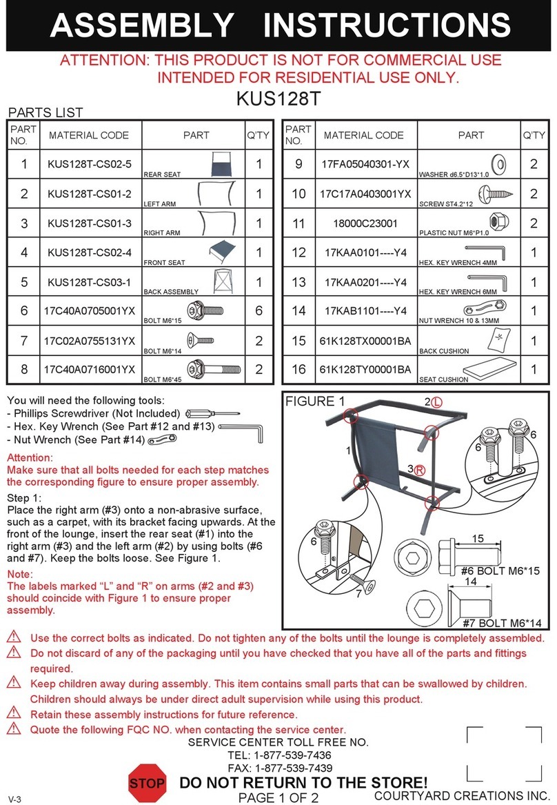 Courtyard Creations KUS128T Assembly instructions