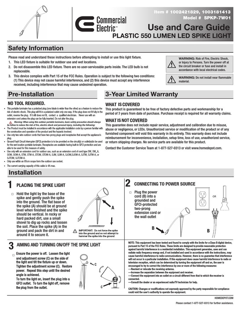 Commercial Electric SPKP-7W01 Use and care guide Commercial Electric SPKP-7W01 Use and care guide