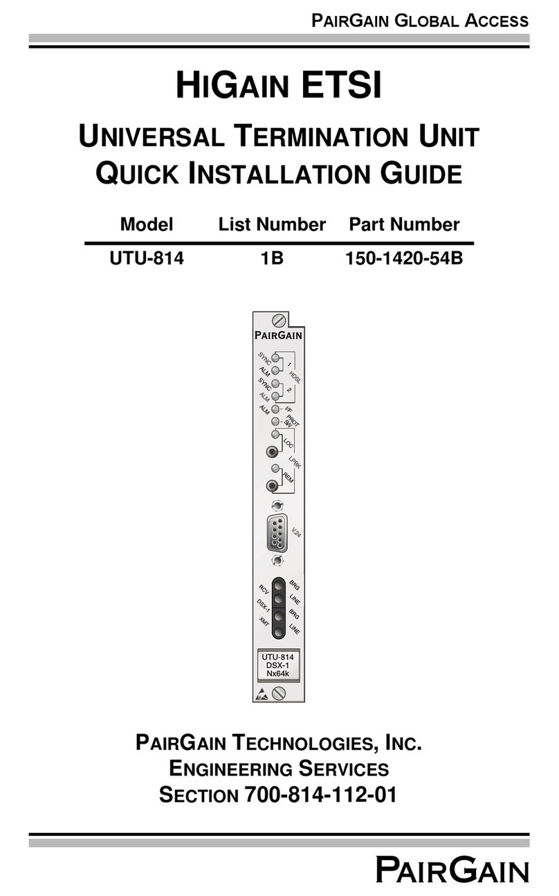 PairGain HiGain ETSI UTU-814 Quick installation guide