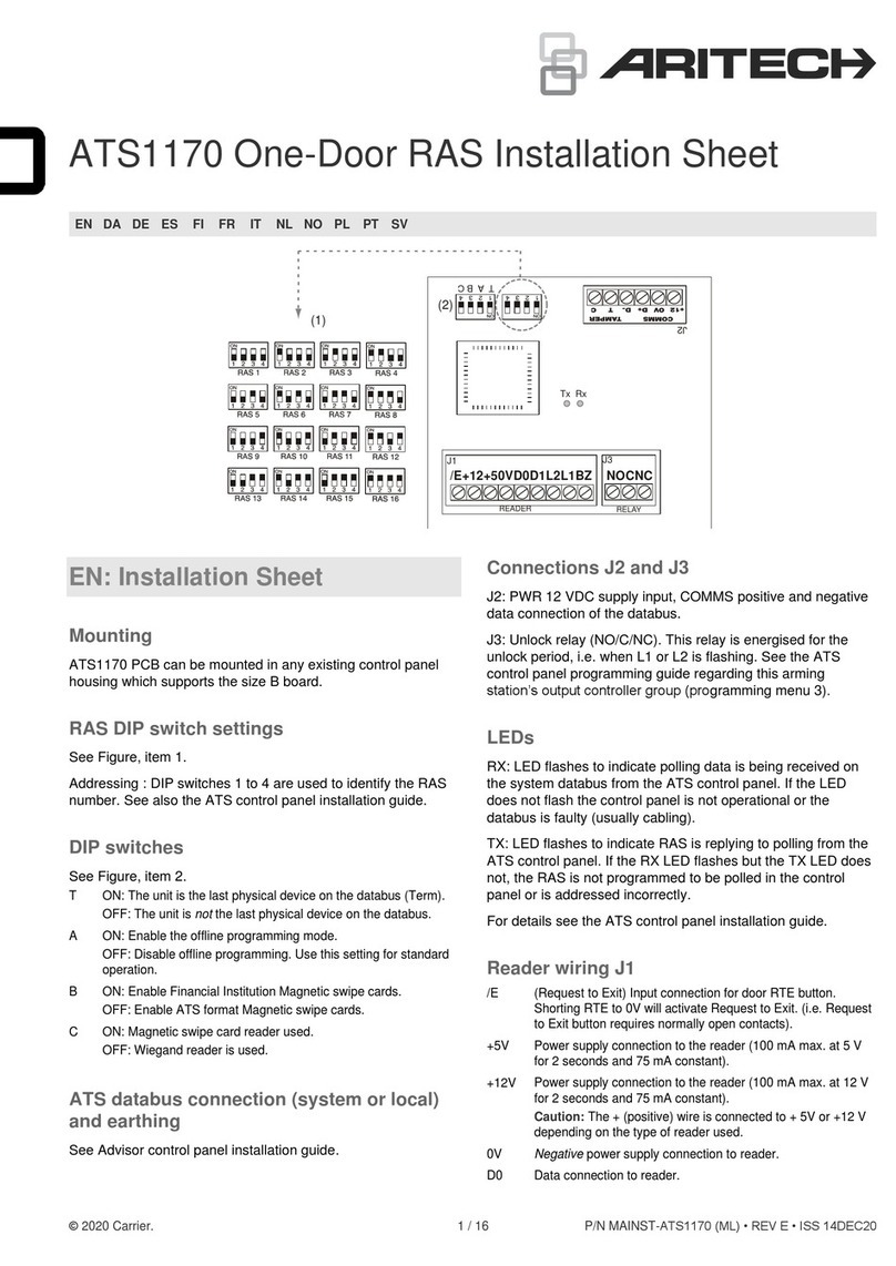 Aritech ATS1170 Installation sheet