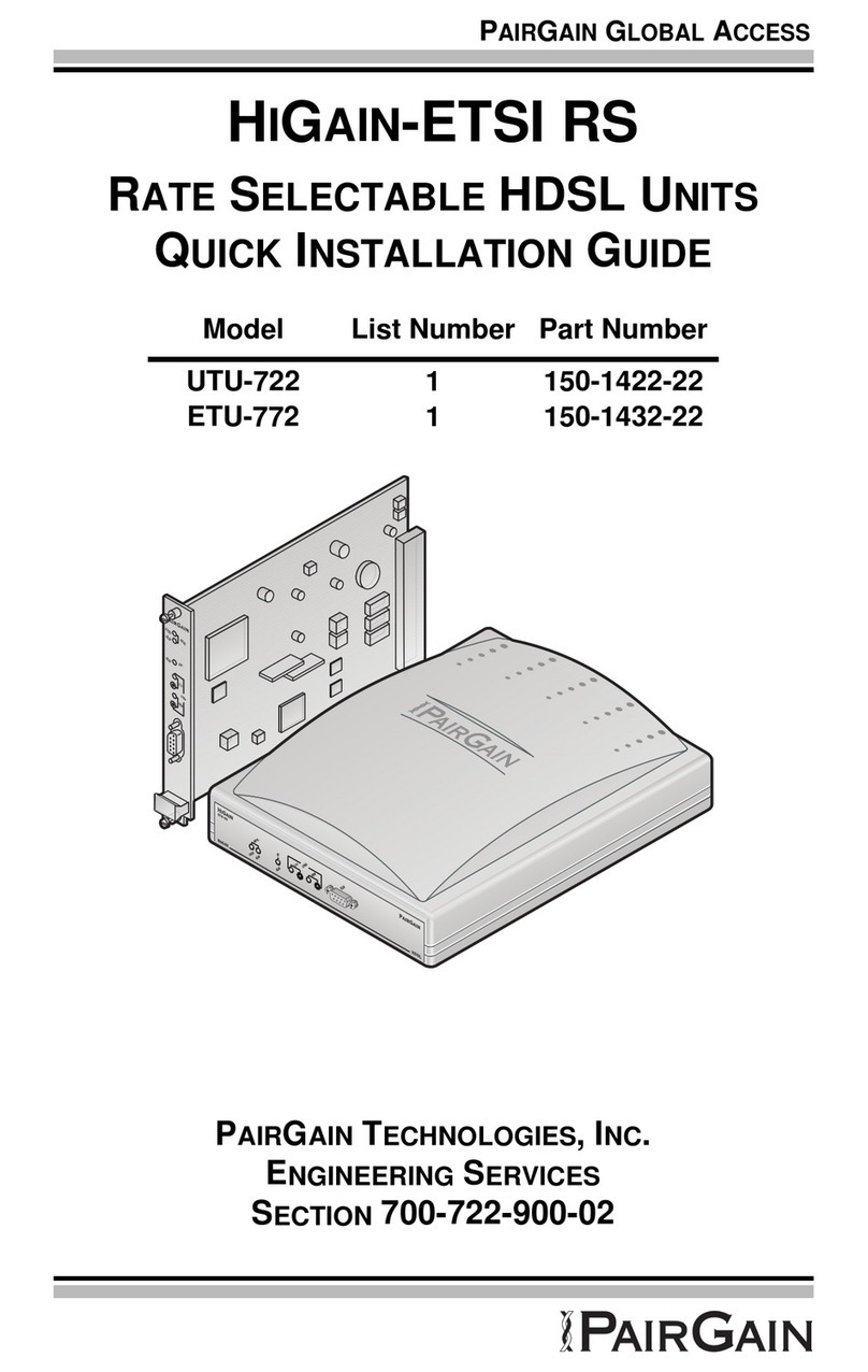 PairGain UTU-722 Quick installation guide