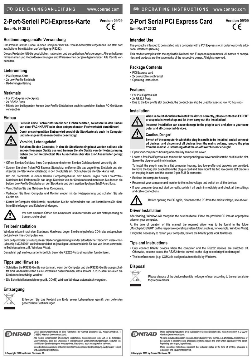 Conrad 97 25 22 operating instructions