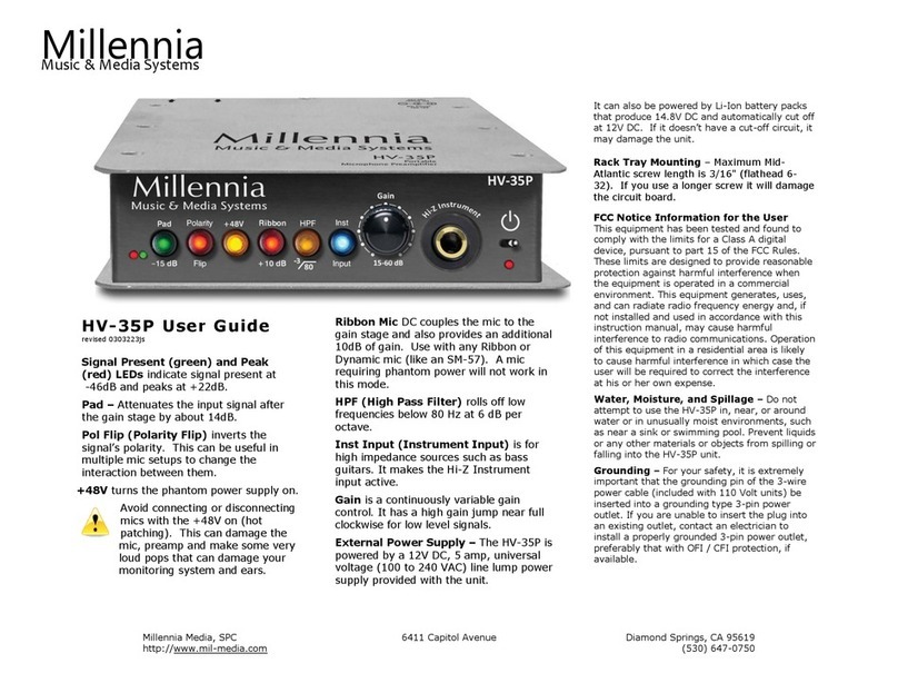 Millennia HV-35P user guide