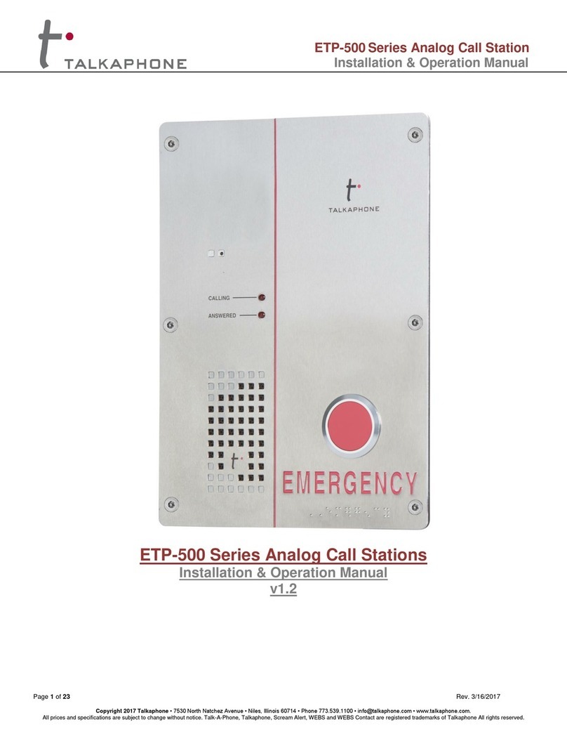 Talkaphone ETP-500 Series Installation & operation manual