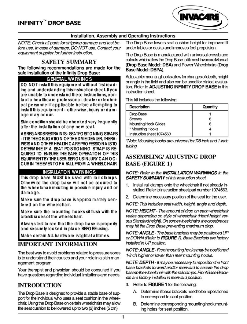 Invacare INFINITY DROP BASE User manual