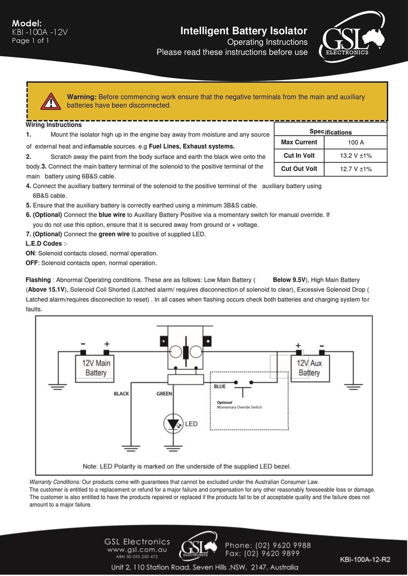 GSL electronics KBI-100A-12V operating instructions GSL electronics KBI-100A-12V operating instructions
