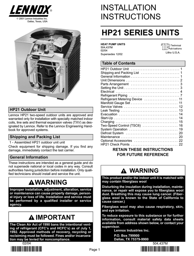 Lennox HP21 User manual