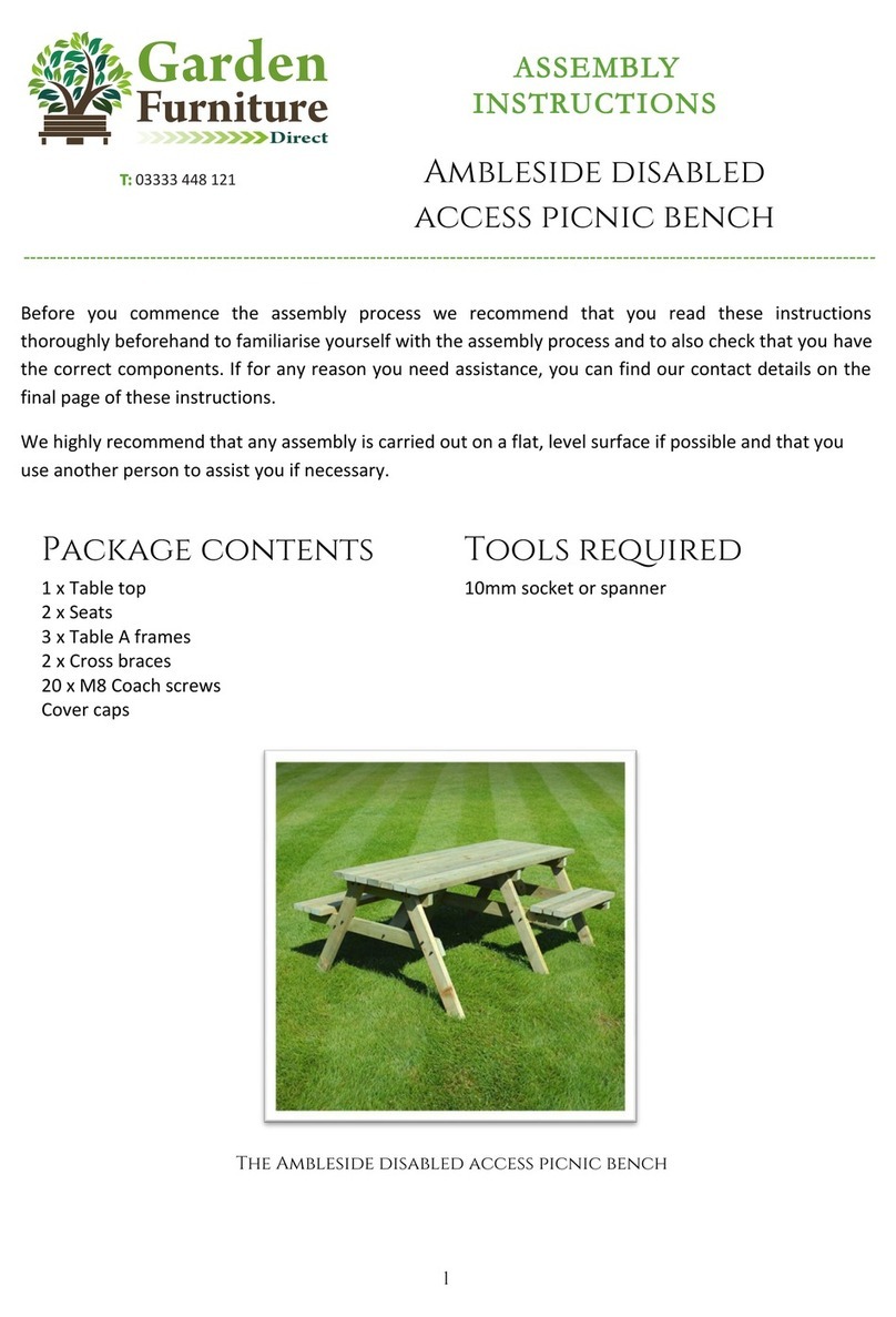 Garden Furniture Direct Ambleside disabled access picnic bench Assembly instructions Garden Furniture Direct Ambleside disabled access picnic bench Assembly instructions