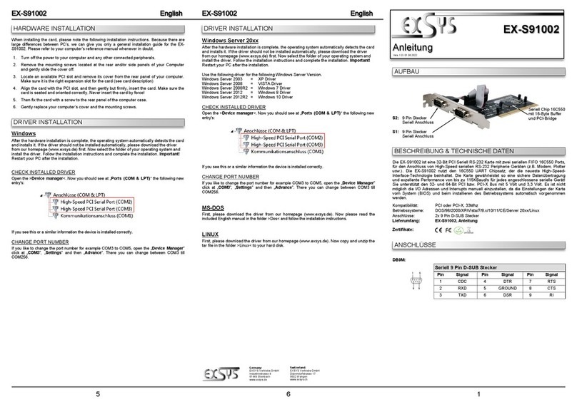 Exsys EX-S91002 manual