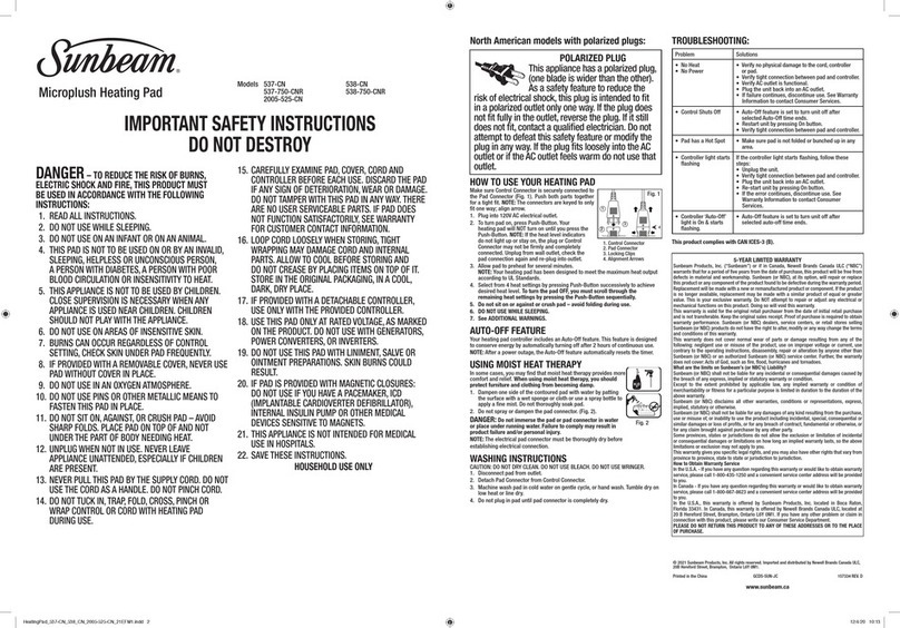 Sunbeam 537-CN User manual