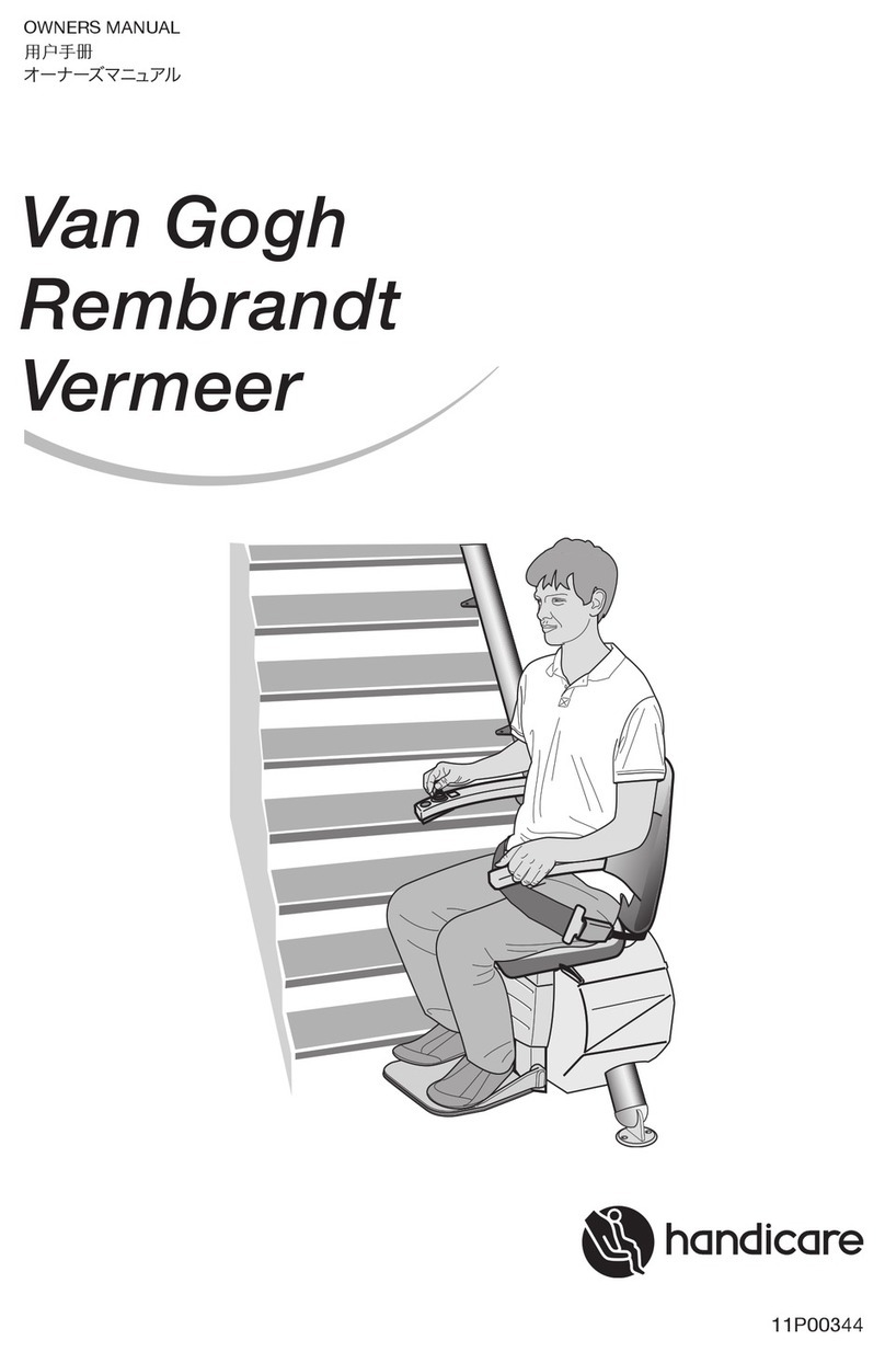 Handicare Van Gogh Rembrandt Vermeer owner's manual