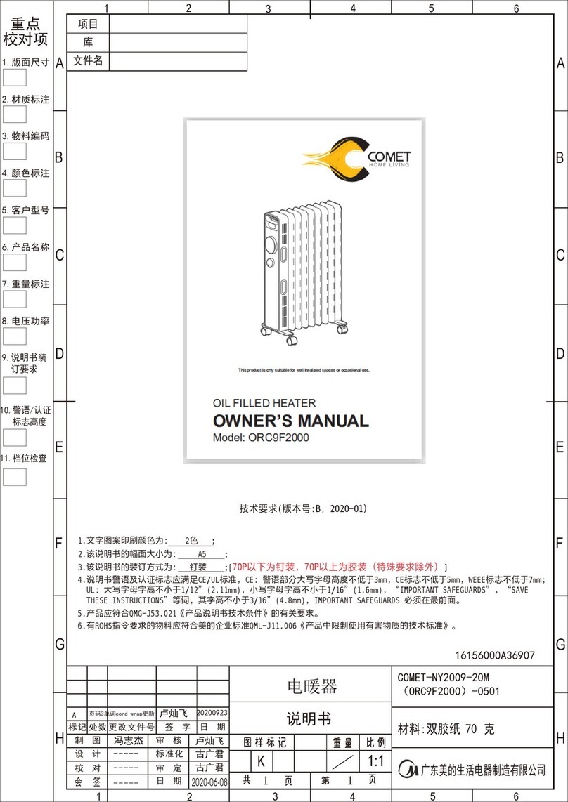 Comet ORC9F2000 owner's manual