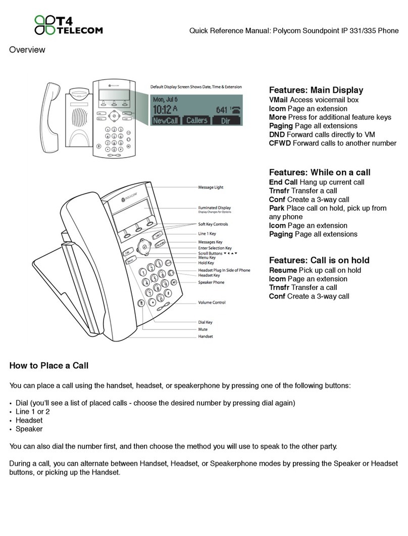 Polycom SoundPoint IP 331 Quick reference manual