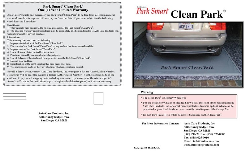 Auto Care Products Park Smart Clean Park quick start guide Auto Care Products Park Smart Clean Park quick start guide