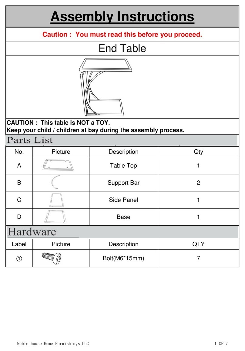 Noble House Home Furnishings End Table Assembly instructions Noble House Home Furnishings End Table Assembly instructions