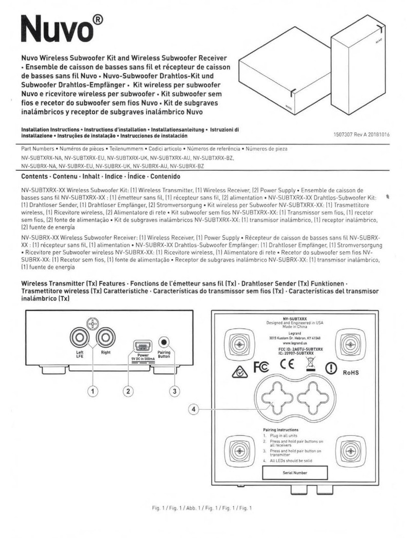 Nuvo NV SUBTXRX-NA installation instructions