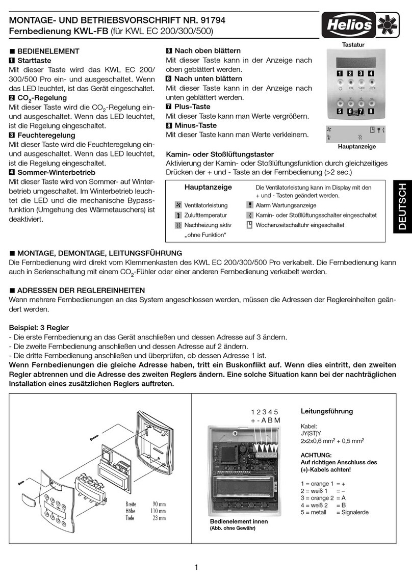 Helios KWL-FB Installation and operating instructions