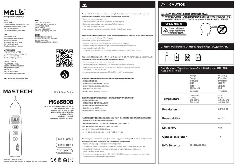 Mgl MASTECH MS6580B quick start guide