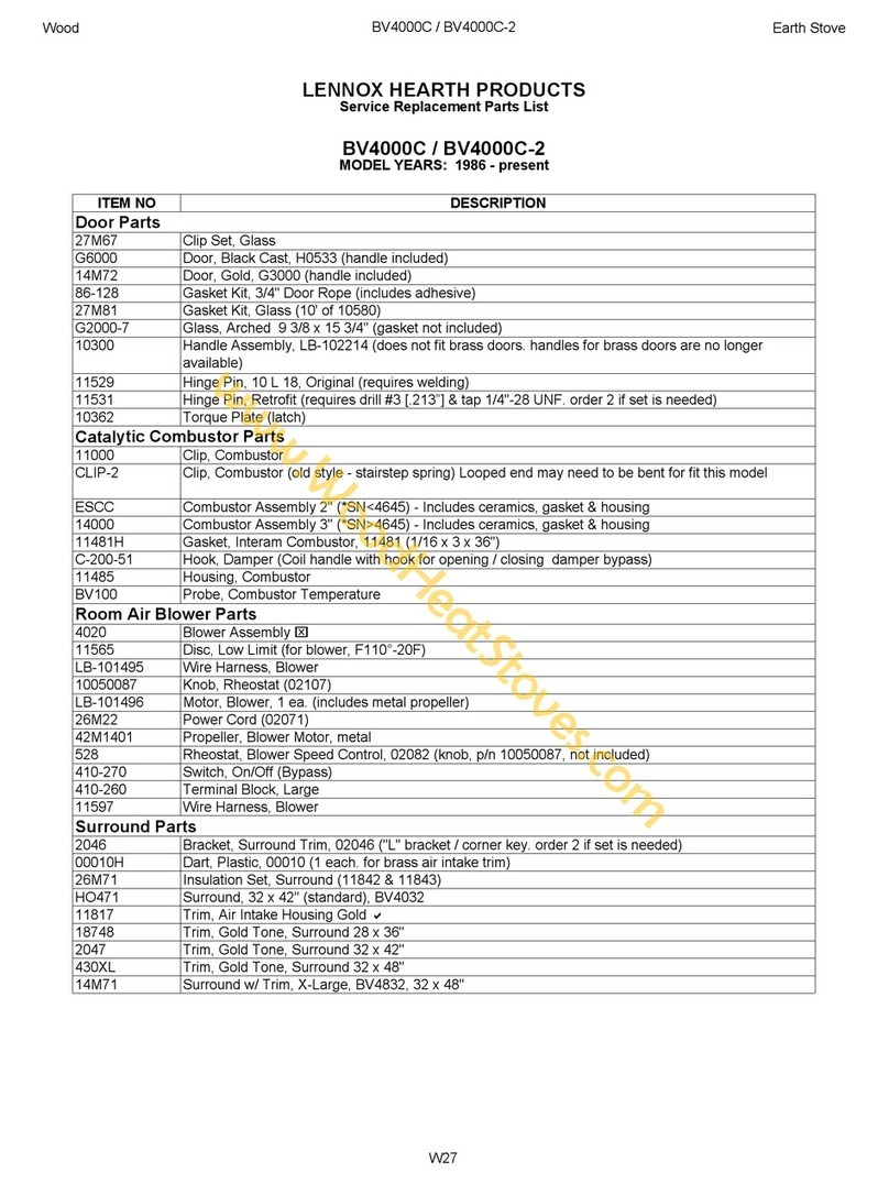 Lennox Hearth Products BV4000C User manual Lennox Hearth Products BV4000C User manual