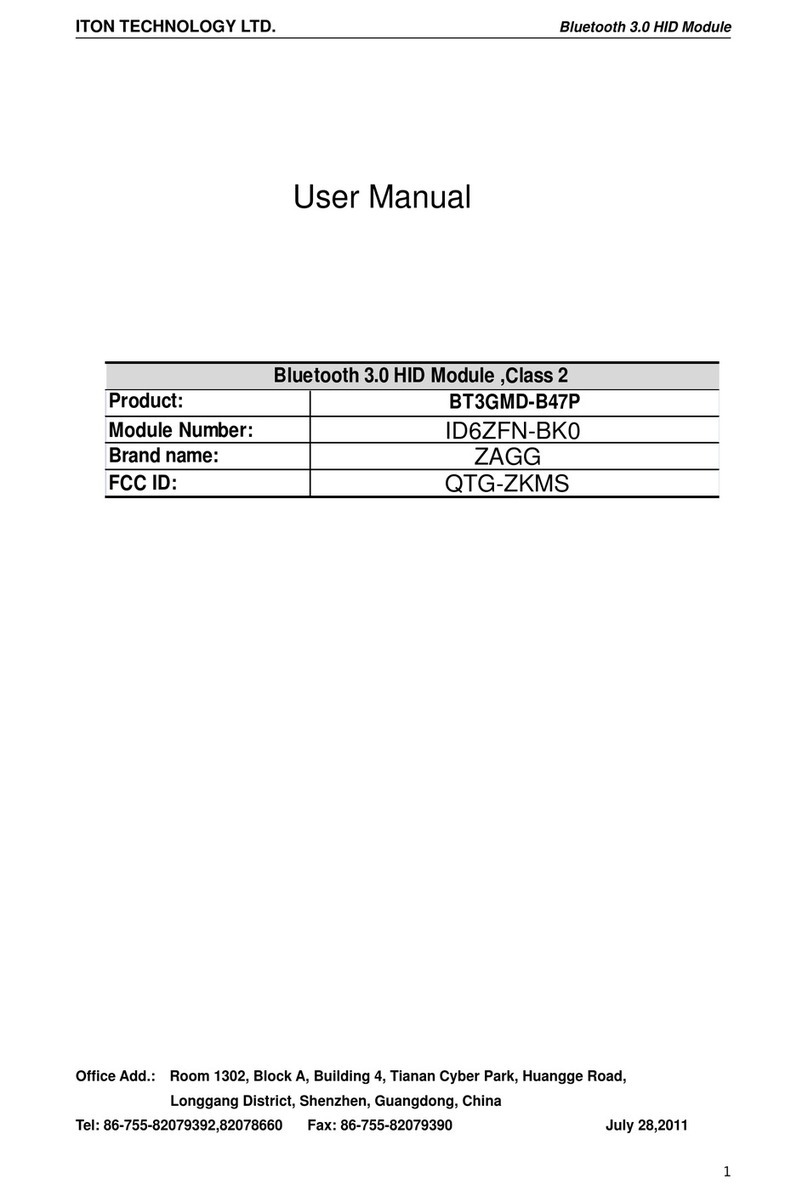 iTON ZAGG BT3GMD-B47P user manual