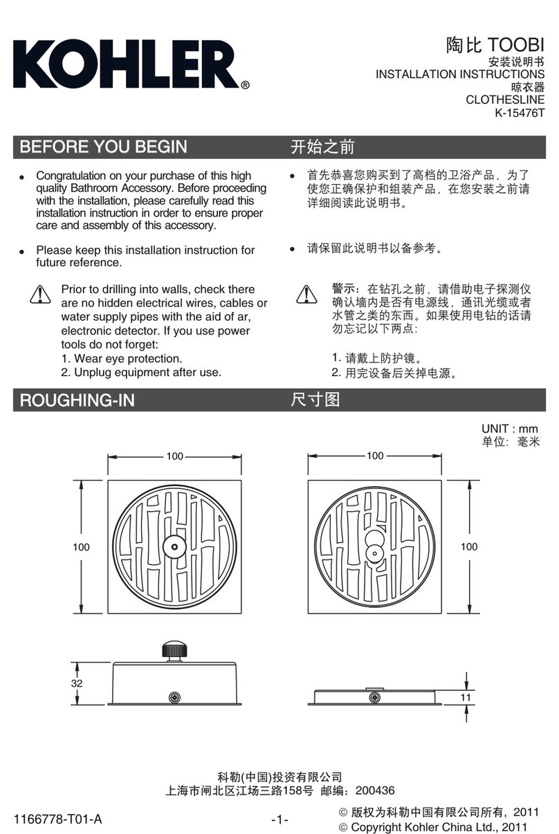 Kohler TOOBI K-15476T User manual Kohler TOOBI K-15476T User manual
