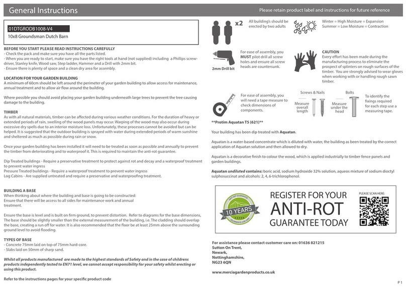 Mercia Garden Products 01DTGRODB1008-V4 General instructions Mercia Garden Products 01DTGRODB1008-V4 General instructions