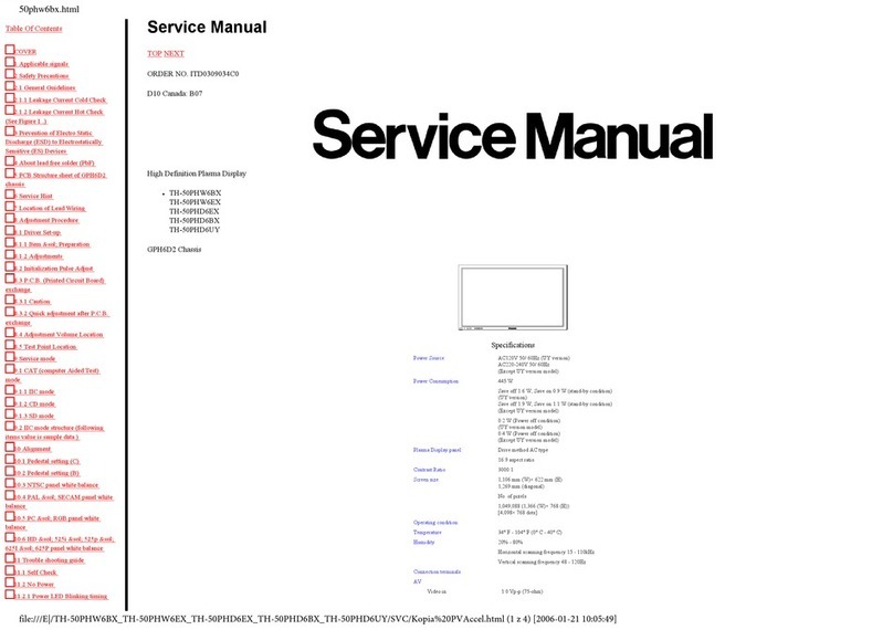 Panasonic TH-50PHW6BX User manual
