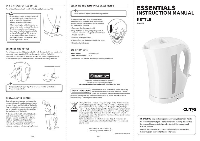 Currys Essentials C15JKW13 User manual