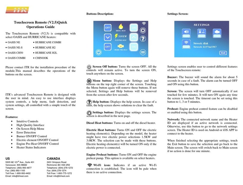 ITR OASIS NE Quick operation guide