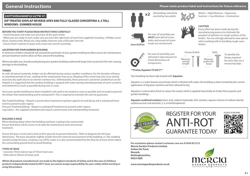 Mercia Garden Products 03DTSHRA0808FGC42TW-V1 Instruction manual Mercia Garden Products 03DTSHRA0808FGC42TW-V1 Instruction manual