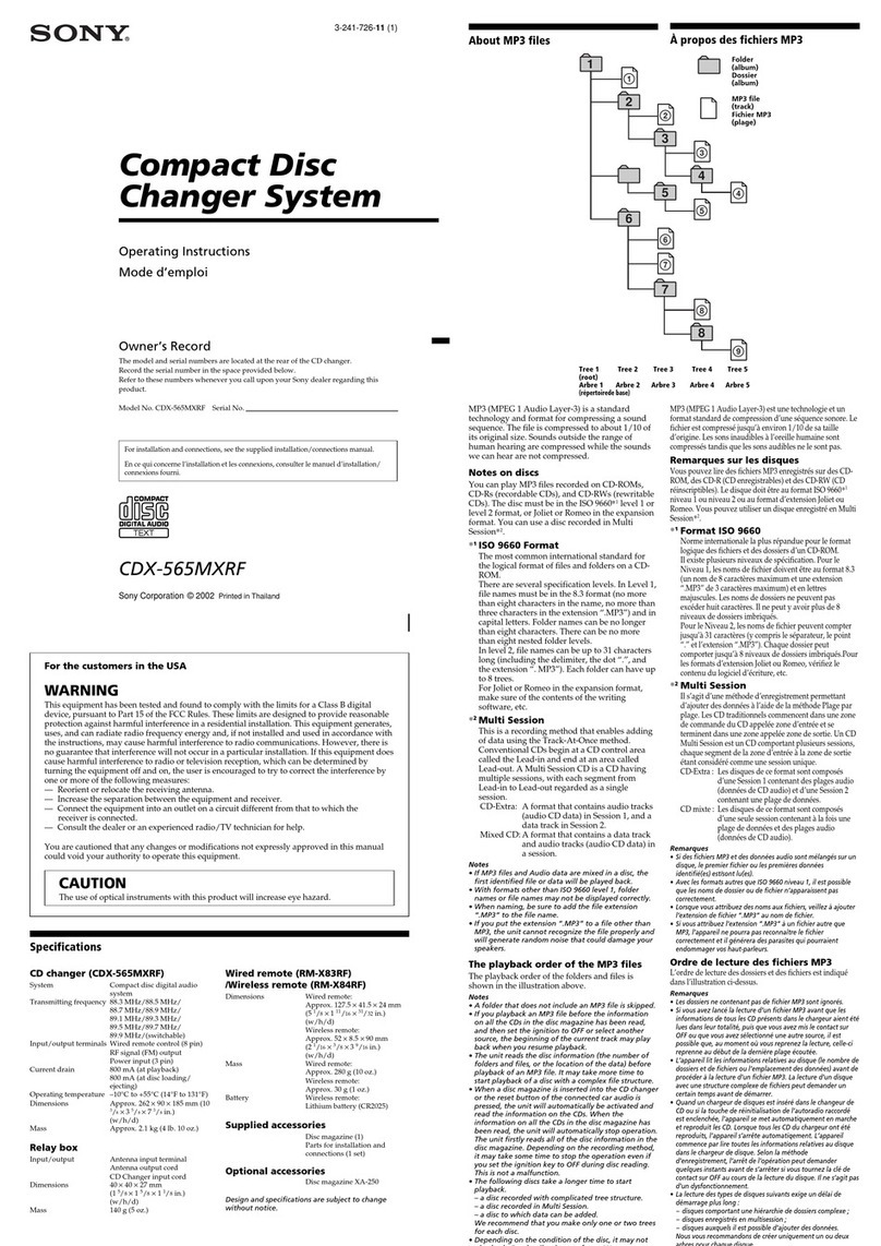 Sony CDX-565MXRF Operating Instruction correction: multi-session... User manual