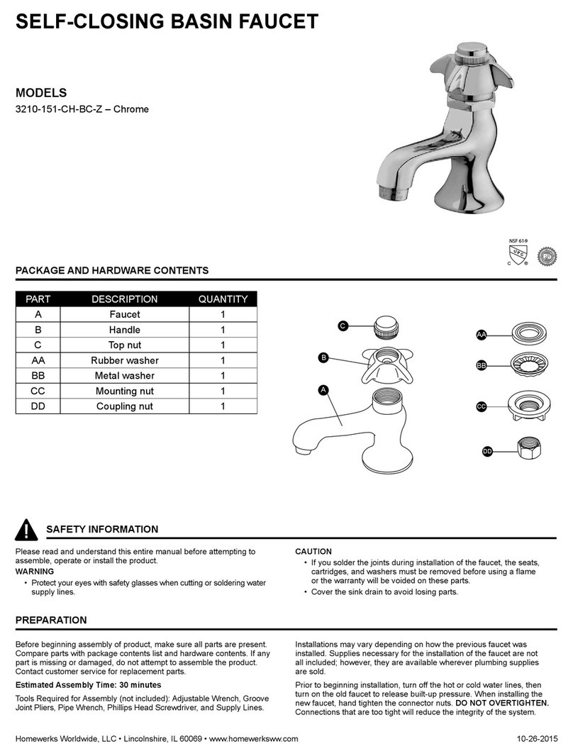 Homewerks Worldwide 3210-151-CH-BC-Z User manual