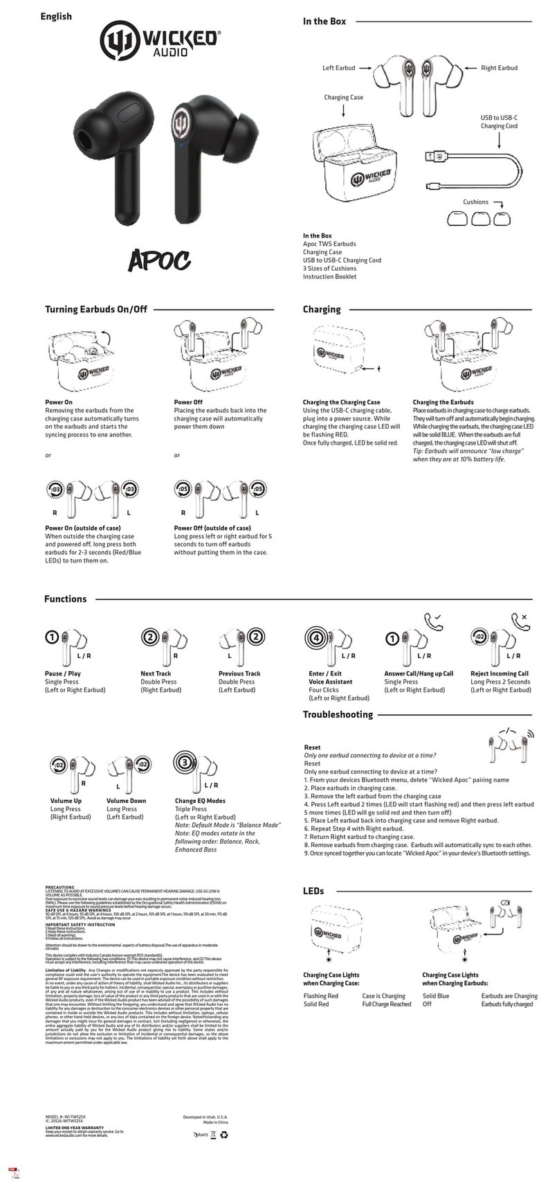 WICKED AUDIO APOC User manual