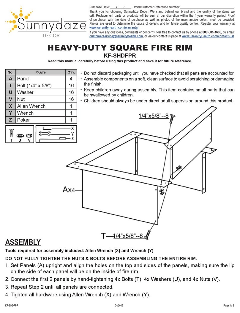 Sunnydaze Decor KF-SHDFPR quick start guide Sunnydaze Decor KF-SHDFPR quick start guide