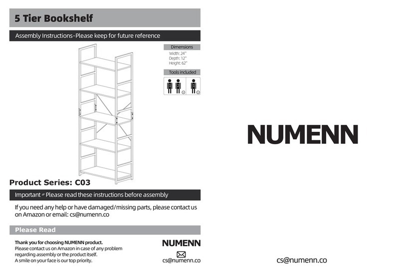 NUMENN 5 Tier Bookshelf C03 Series Assembly instructions