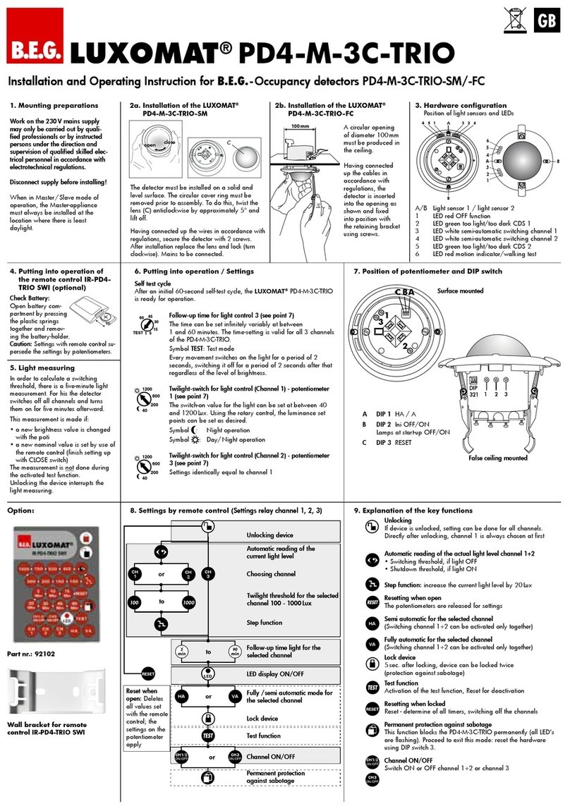 B.E.G. LUXOMAT PD4-M-3C-TRIO-SM Installation and operating instruction