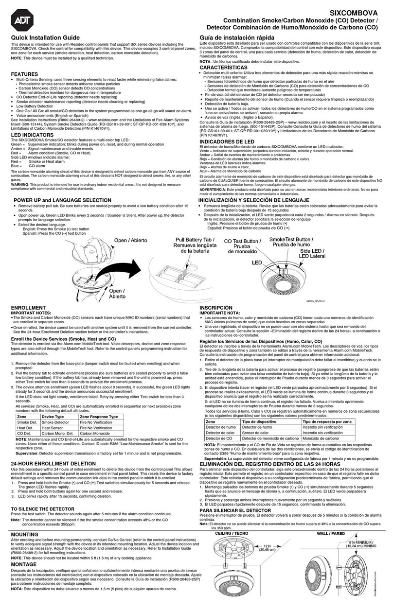 ADT SIXCOMBOVA Quick installation guide