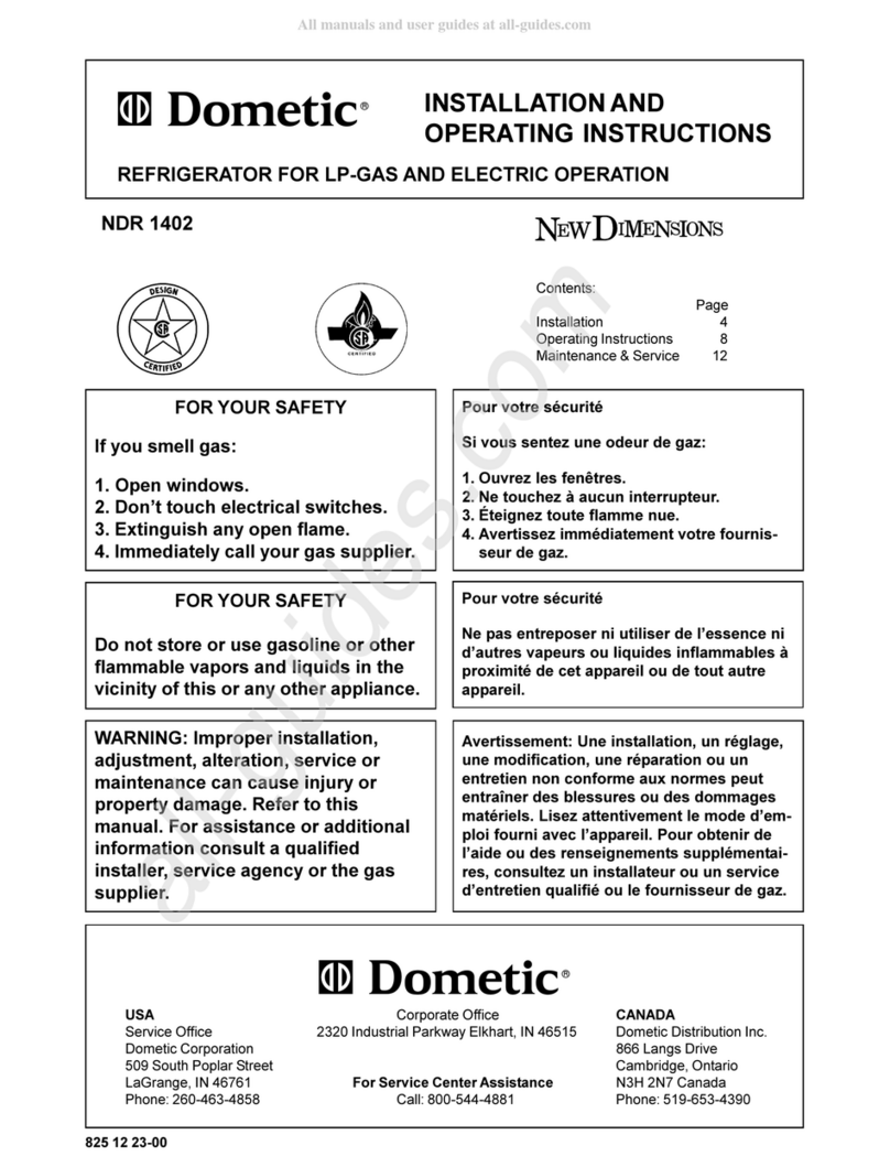 Dometic NDR 1402 User manual
